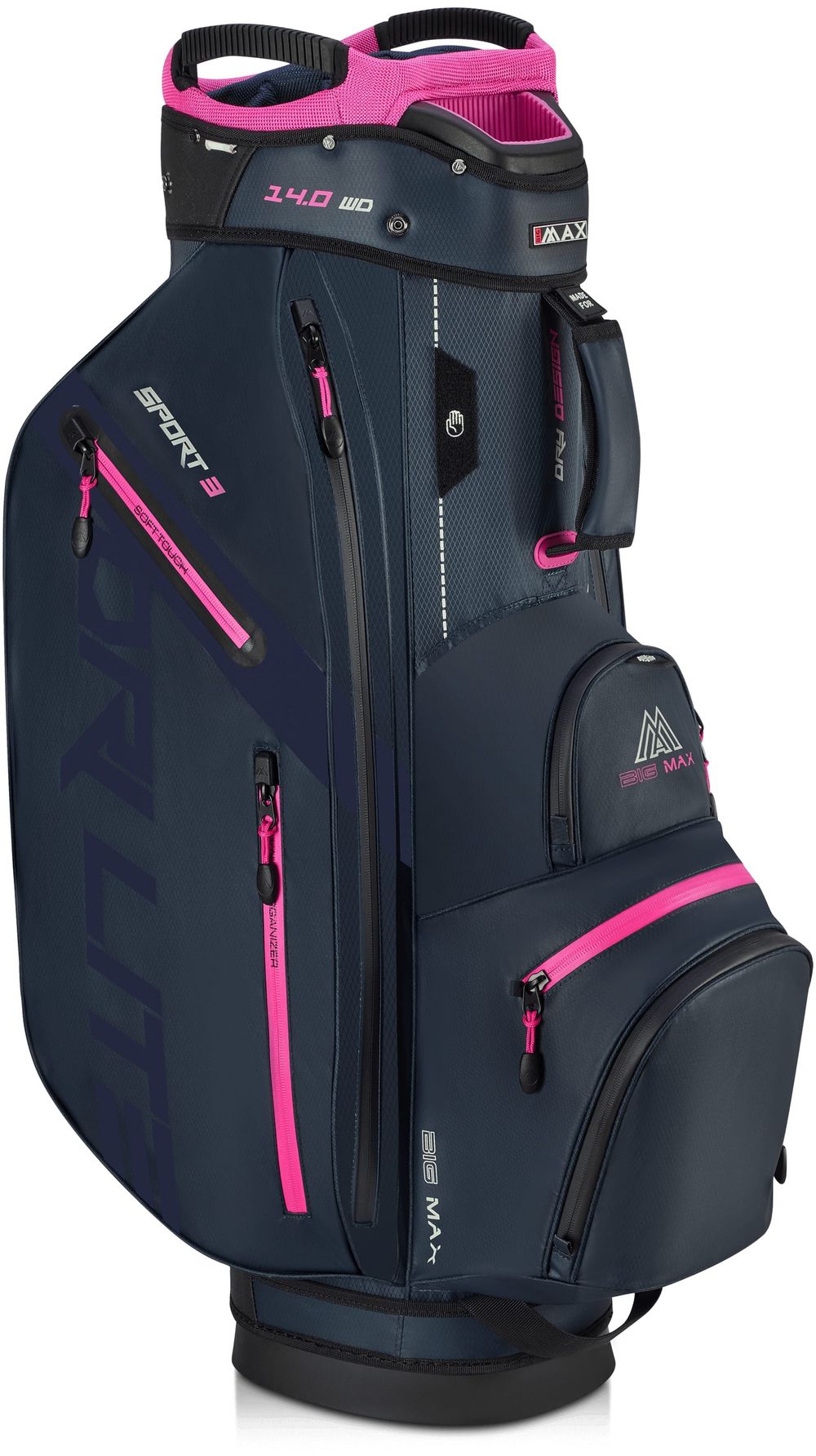 BigMax Dri Lite Sport 3, Steel Blue, Fuchsia, golfový bag na vozík
