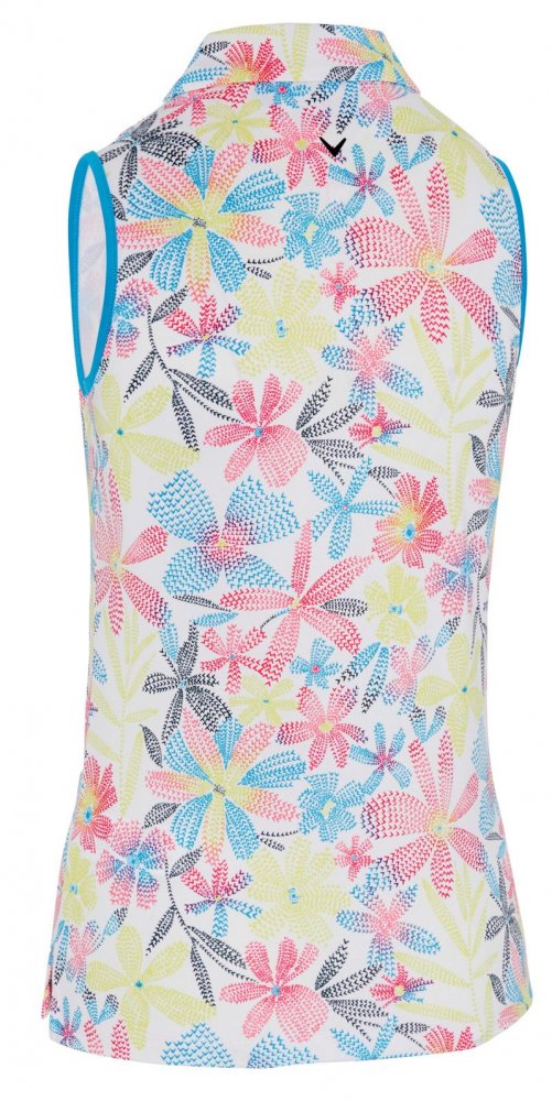 Callaway Chev Floral Sleeveless Polo, Brilliant White, dámské golfové tričko