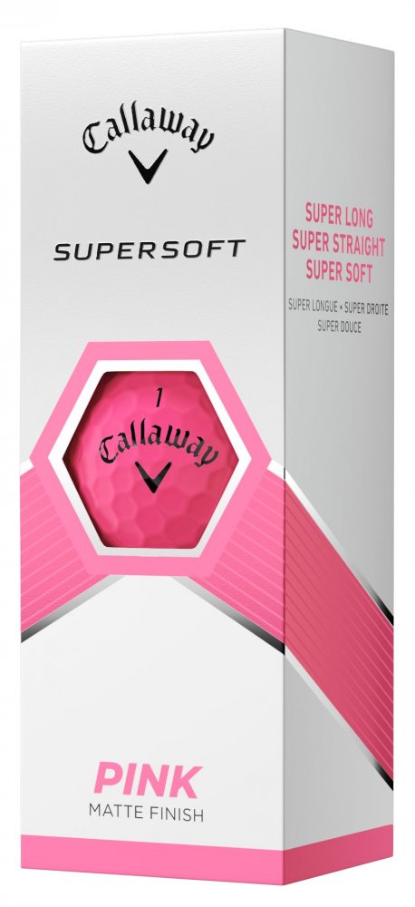 Golfové míčky Callaway SuperSoft, růžové, 3 míčky Callaway