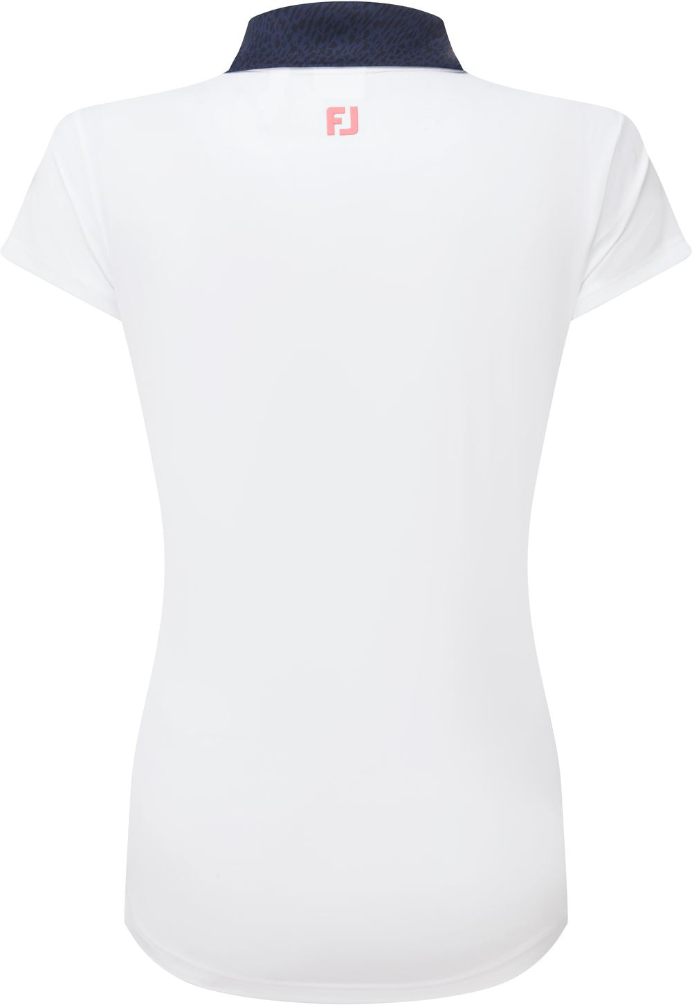 FootJoy Cap Sleeve Print Trim, White, Navy, dámské golfové tričko