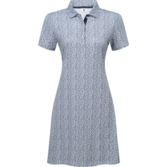 FootJoy Animal Print Dress, White, Sky, dámské golfové šaty