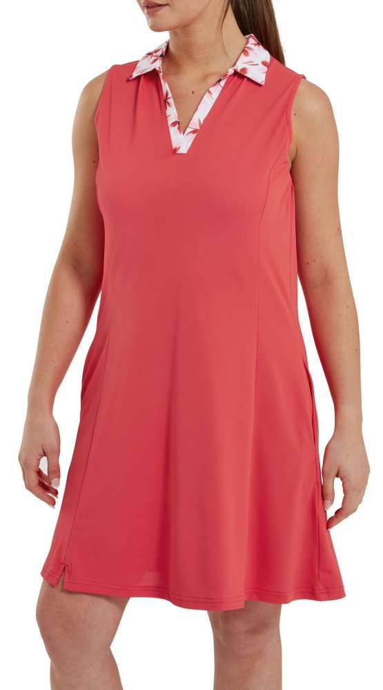 FootJoy Dress Floral Trim, Red, dámské golfové šaty