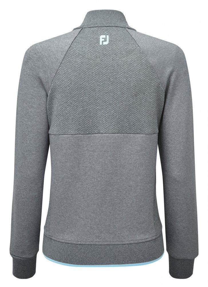 FootJoy Full-Zip Bomber, Charcoal, Sky Blue
