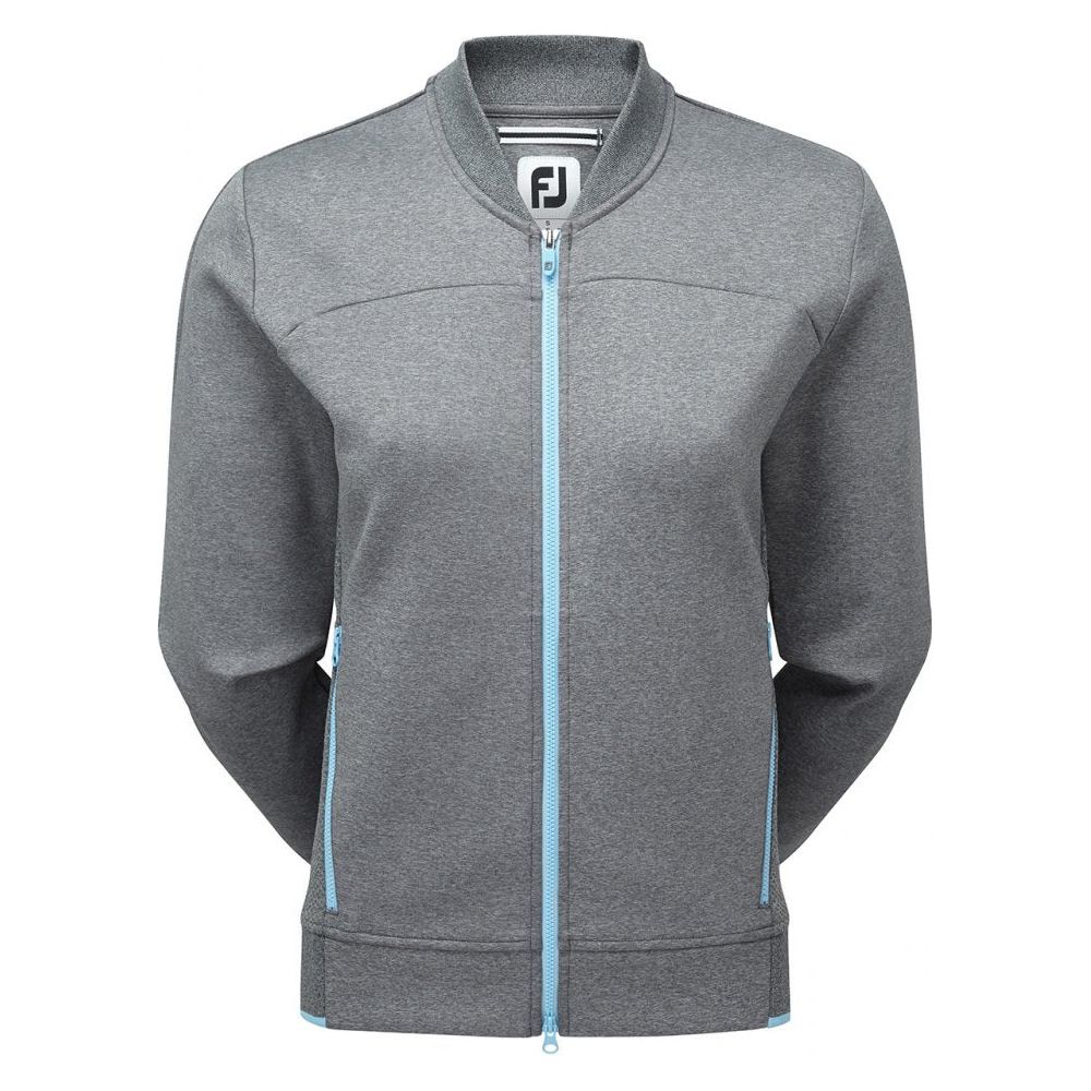 FootJoy Full-Zip Bomber, Charcoal, Sky Blue