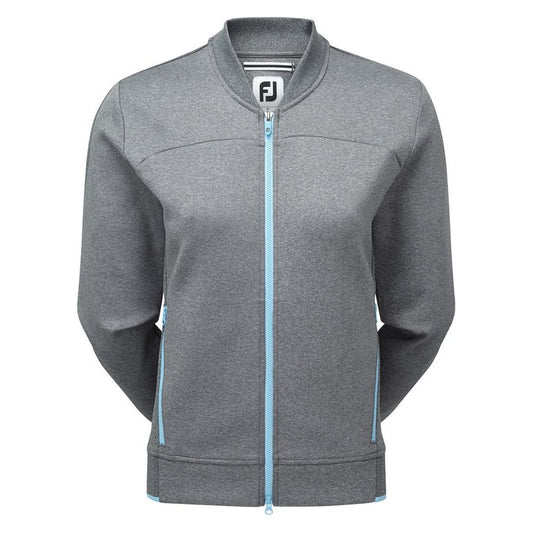 FootJoy Full-Zip Bomber, Charcoal, Sky Blue