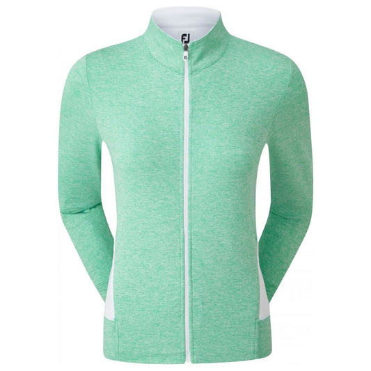 FootJoy Full-Zip Knit Mid-Layer, Heather Jade Stone, White