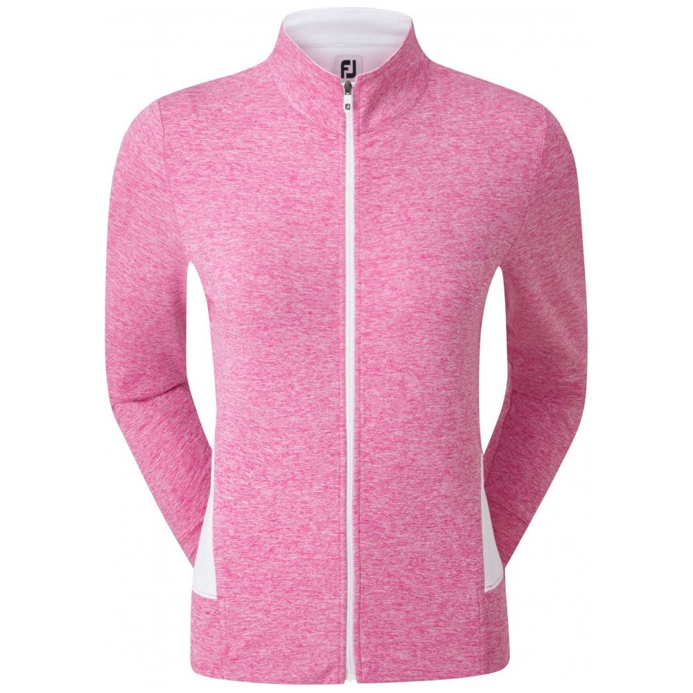 FootJoy Full-Zip Knit Mid-Layer, Heather Rose, White
