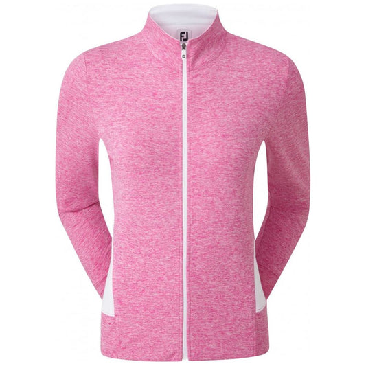 FootJoy Full-Zip Knit Mid-Layer, Heather Rose, White