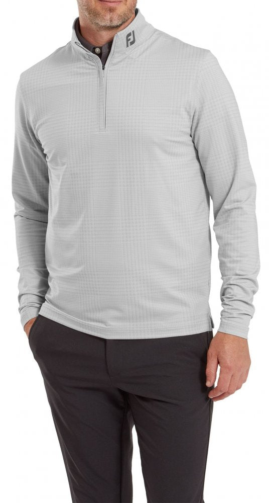 FootJoy Glen Plaid Print, Grey, pánská golfová mikina
