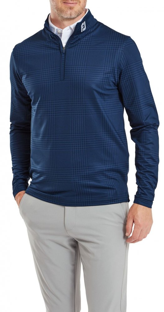 FootJoy Glen Plaid Print, Navy, pánská golfová mikina