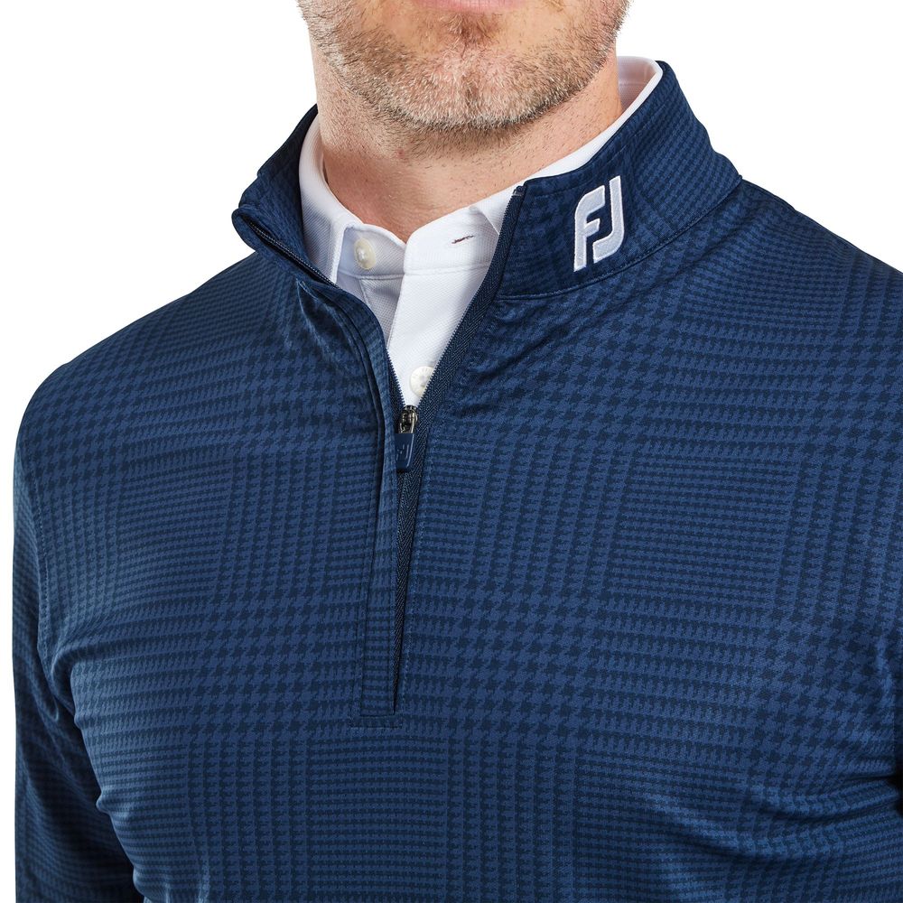 FootJoy Glen Plaid Print, Navy, pánská golfová mikina