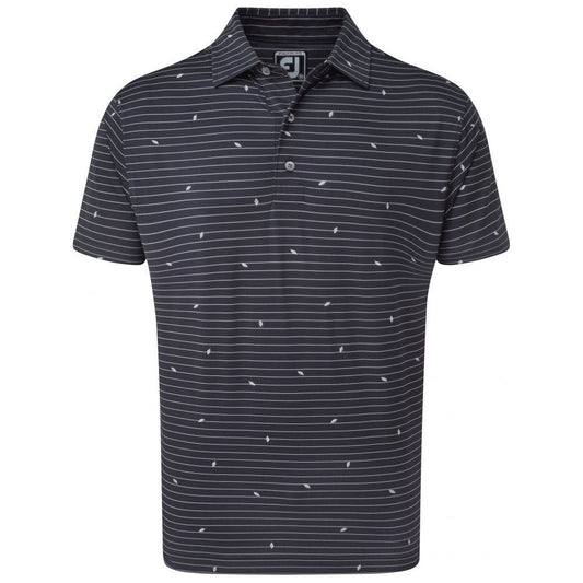 FootJoy Lisle Stripe Leaf Print, Navy, White
