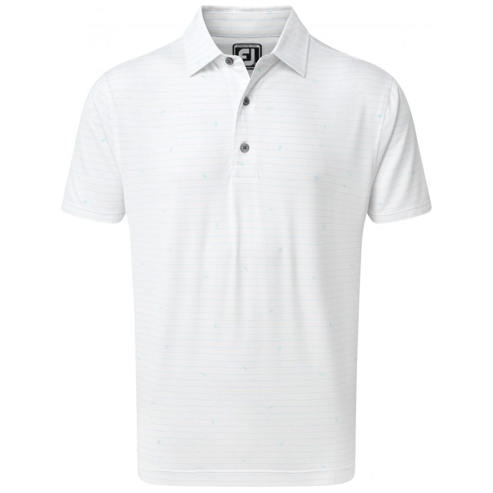 FootJoy Lisle Stripe Leaf Print, White, Mint