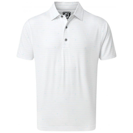 FootJoy Lisle Stripe Leaf Print, White, Mint