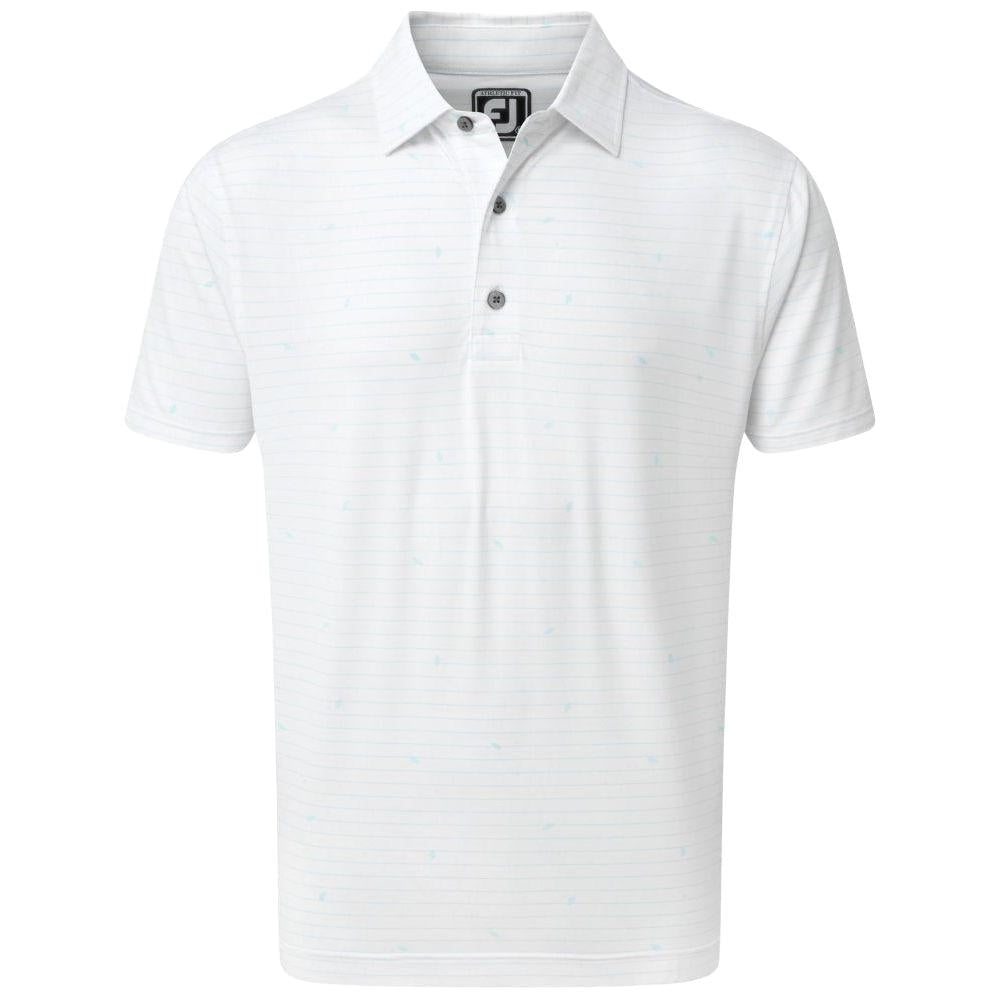 FootJoy Lisle Stripe Leaf Print, White, Mint