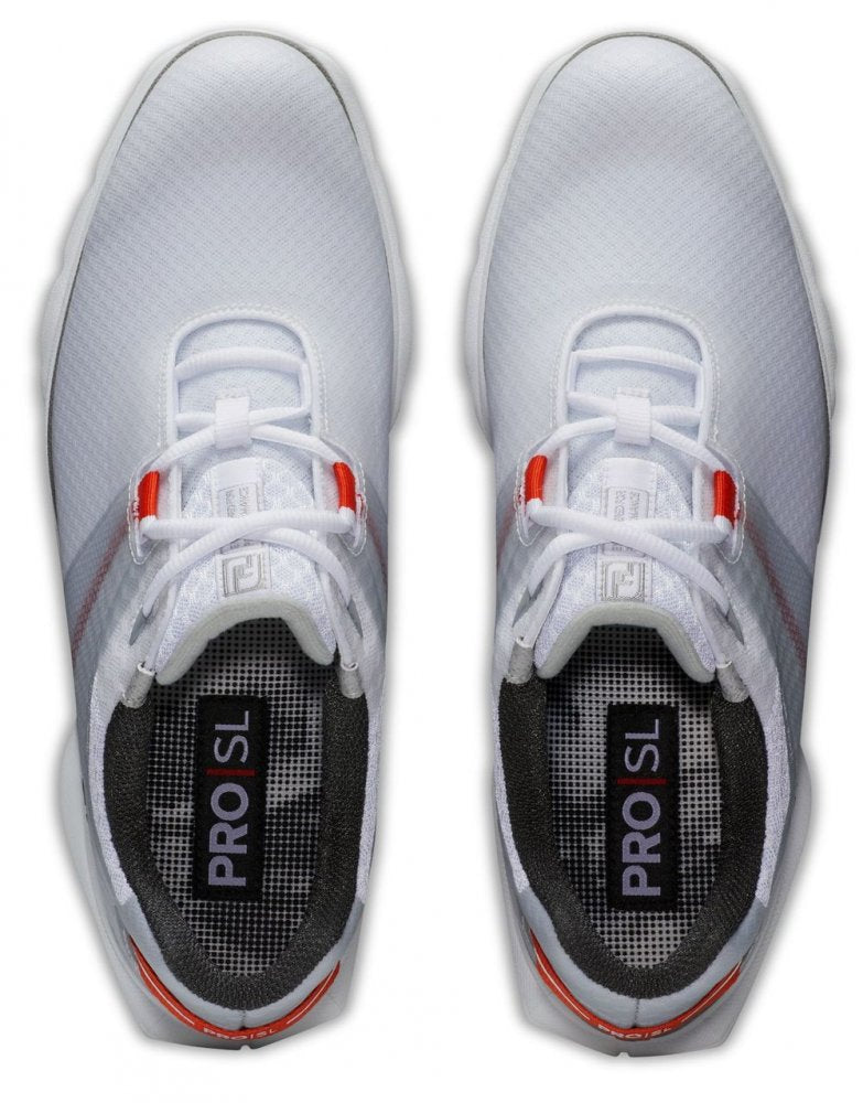 FootJoy Pro SL Sport, White, Grey, Orange, bez spikové