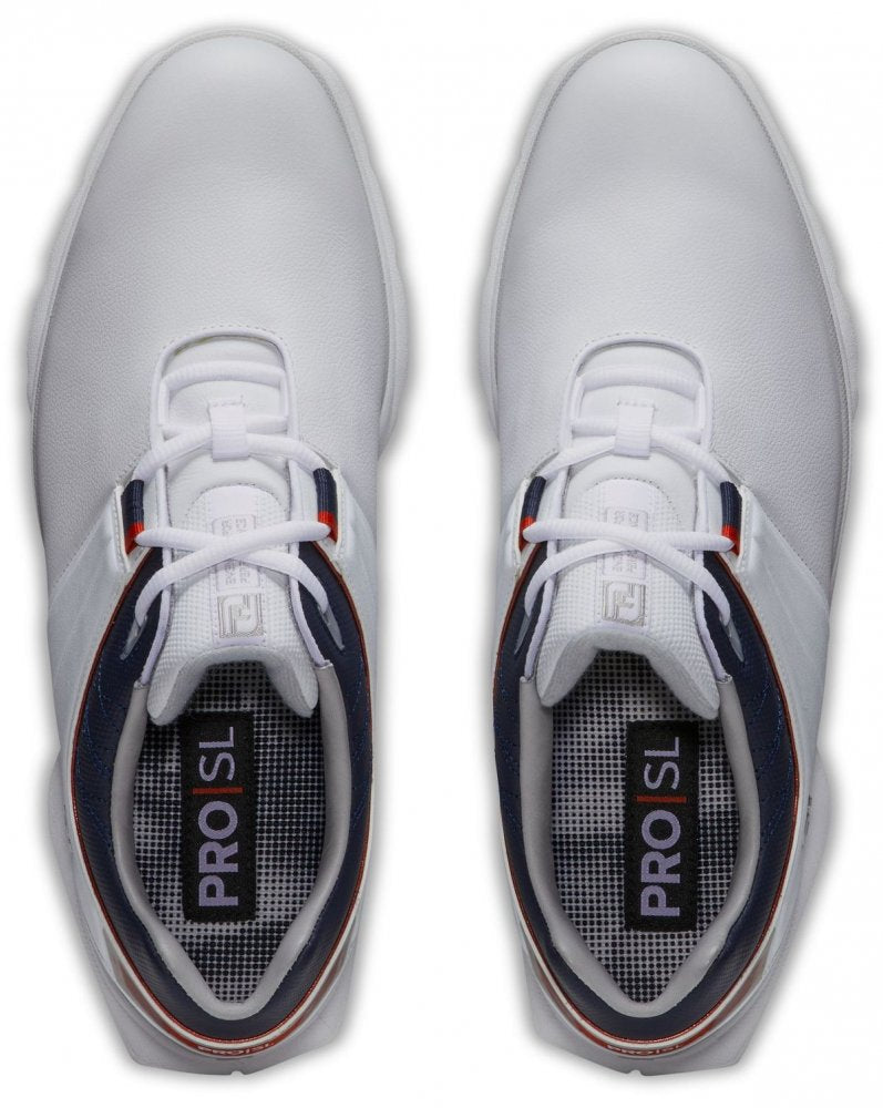 FootJoy Pro SL, White, Navy, Red, golfové boty pro muže