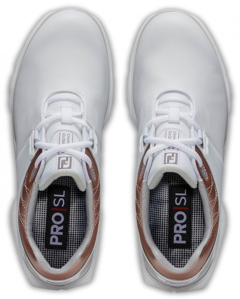 FootJoy Pro SL, White, Rose, Gold, golfové boty pro ženy