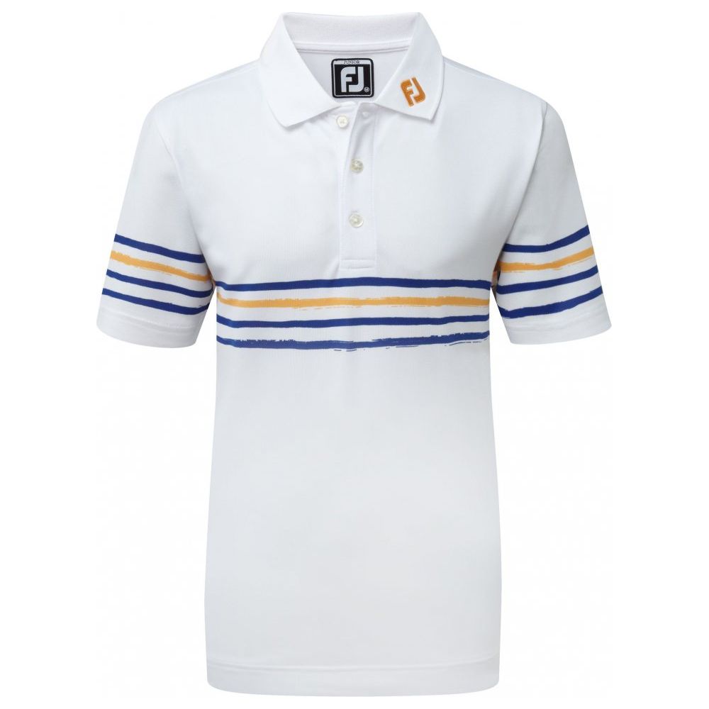 FootJoy Smooth Pique, White, Midnight Blue, Melon