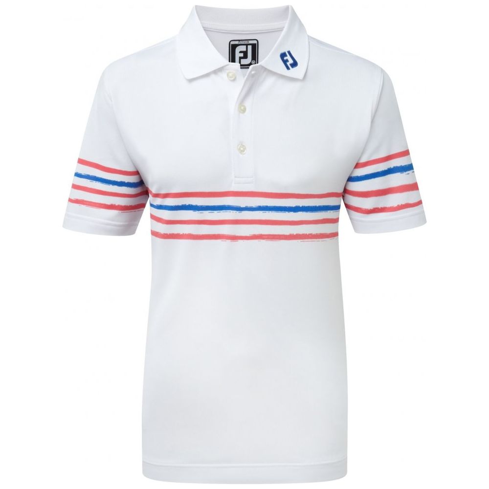 FootJoy Smooth Pique, White, Pink Azalea, Sapphire