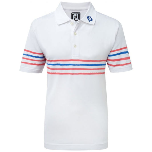 FootJoy Smooth Pique, White, Pink Azalea, Sapphire