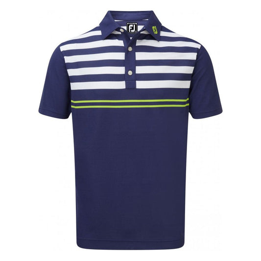 FootJoy Stretch Pique with Graphic Stripes, Twilight with White, Citrus
