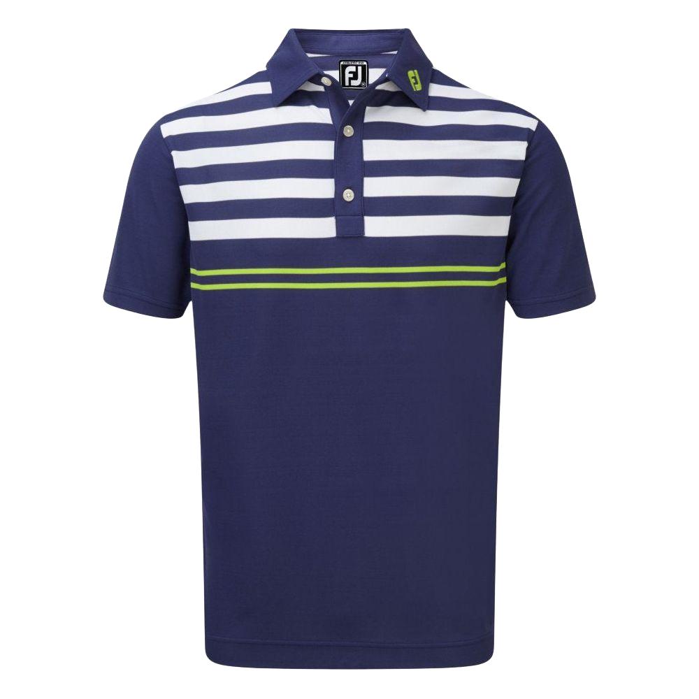 FootJoy Stretch Pique with Graphic Stripes, Twilight with White, Citrus