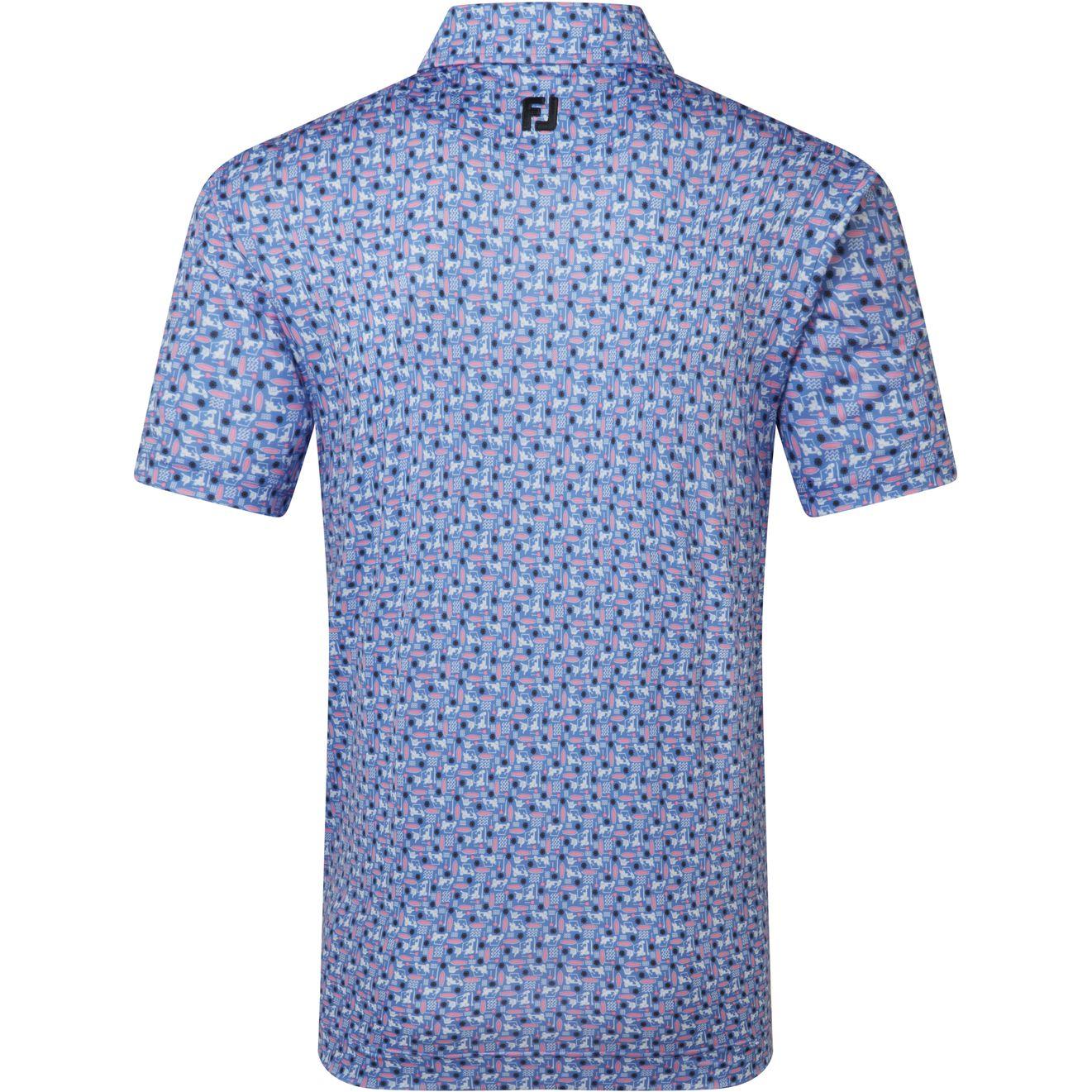 FootJoy Surfs Up Print Lisle, White, Violet, pánské tričko na golf