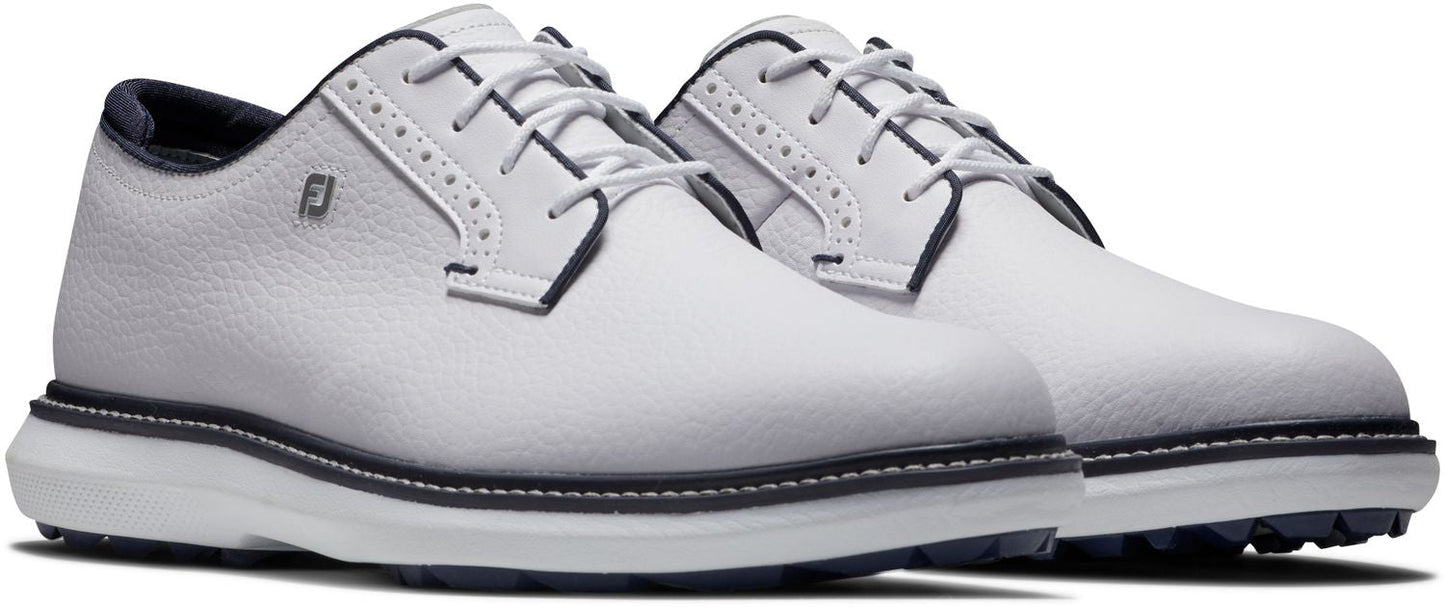 FootJoy Traditions Spikeless, White, Navy Blucher