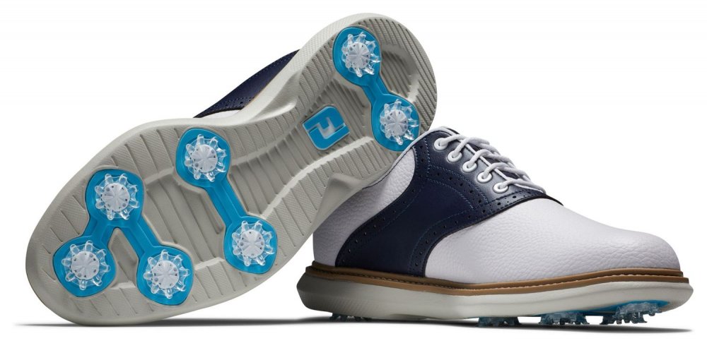 FootJoy Traditions, White, Navy, se spiky