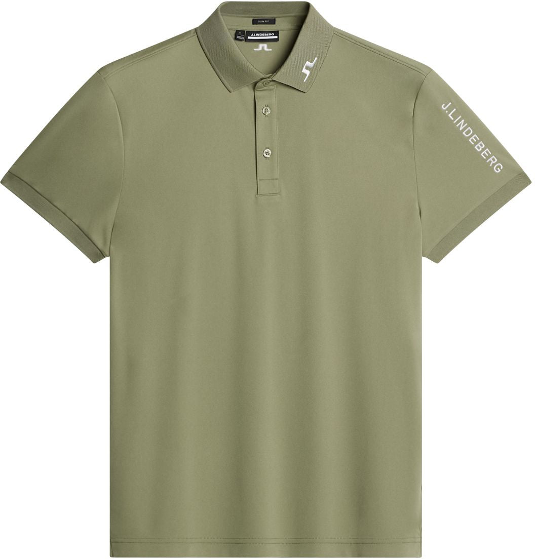 J.Lindeberg Tour Tech Slim Fit Polo, Oil Green, pánské golfové tričko