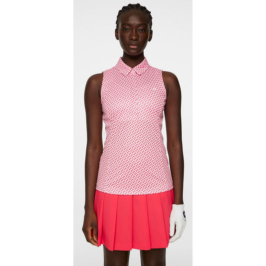 J.Lindeberg Dena Print Sleeveless Top, Tour Geo Pink, dámské golfové tričko