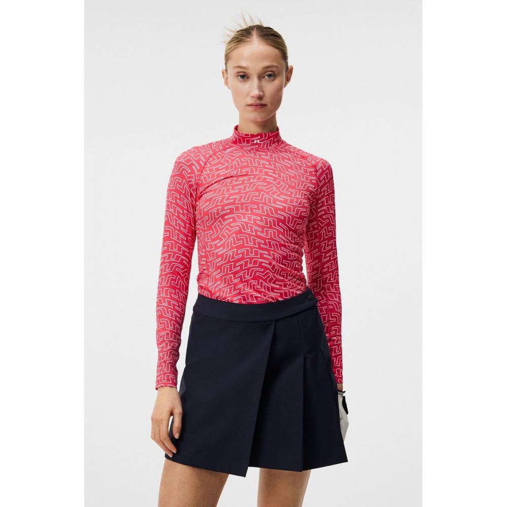 J.Lindeberg Asa Print Soft Compression Top Azalea outline bridge swirl