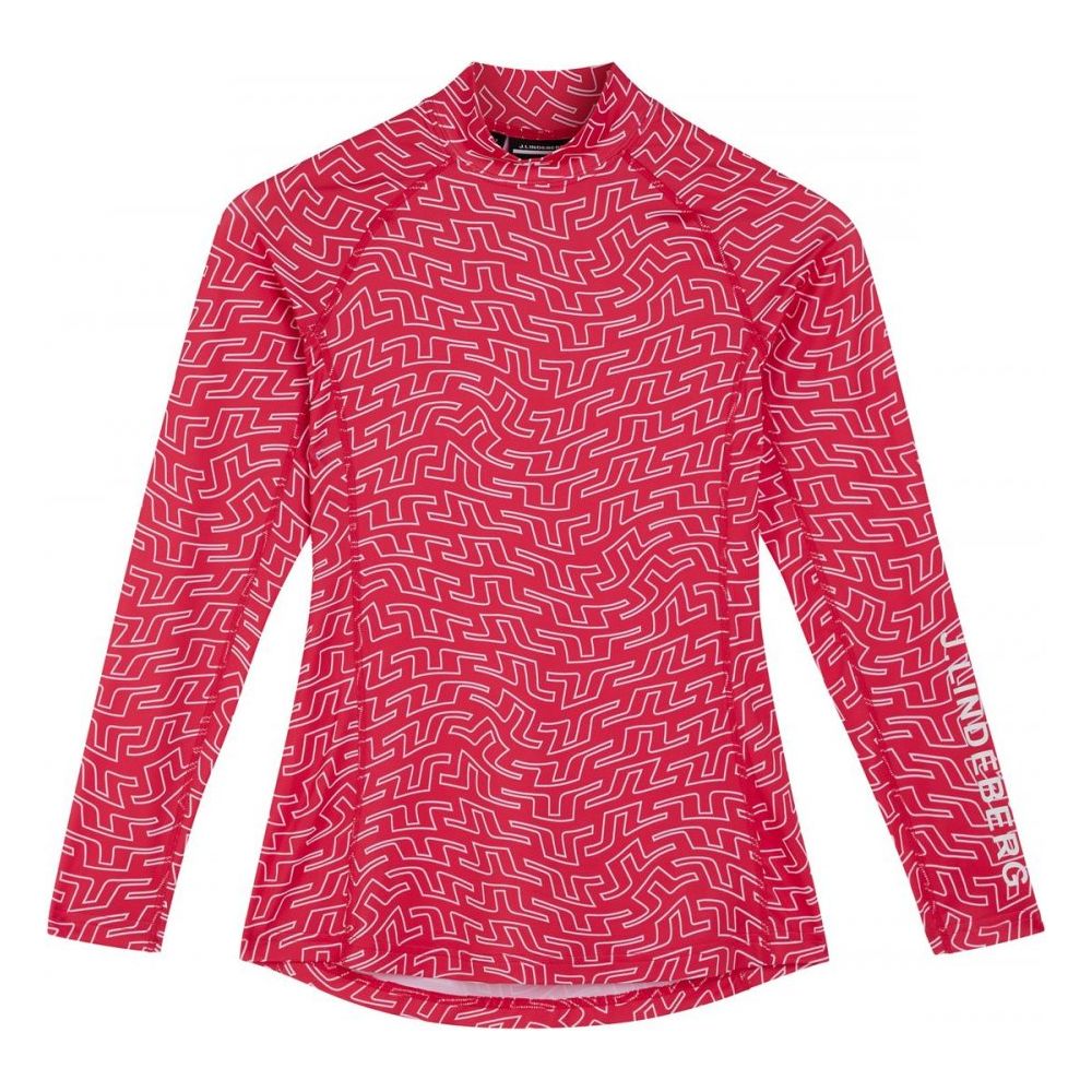 J.Lindeberg Asa Print Soft Compression Top Azalea outline bridge swirl J.Lindeberg