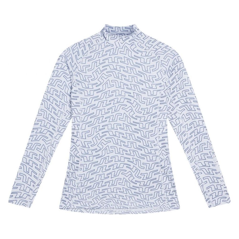 J.Lindeberg Asa Print Soft Compression Top White Outline Bridge Swirl J.Lindeberg