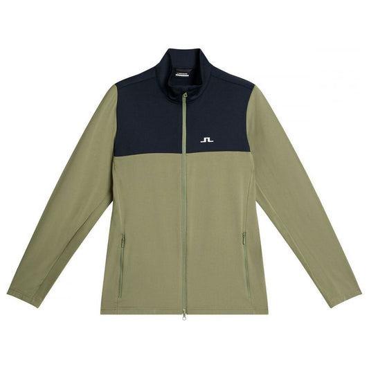 J.Lindeberg Banks Mid Layer, Oil Green, pánská golfová mikina