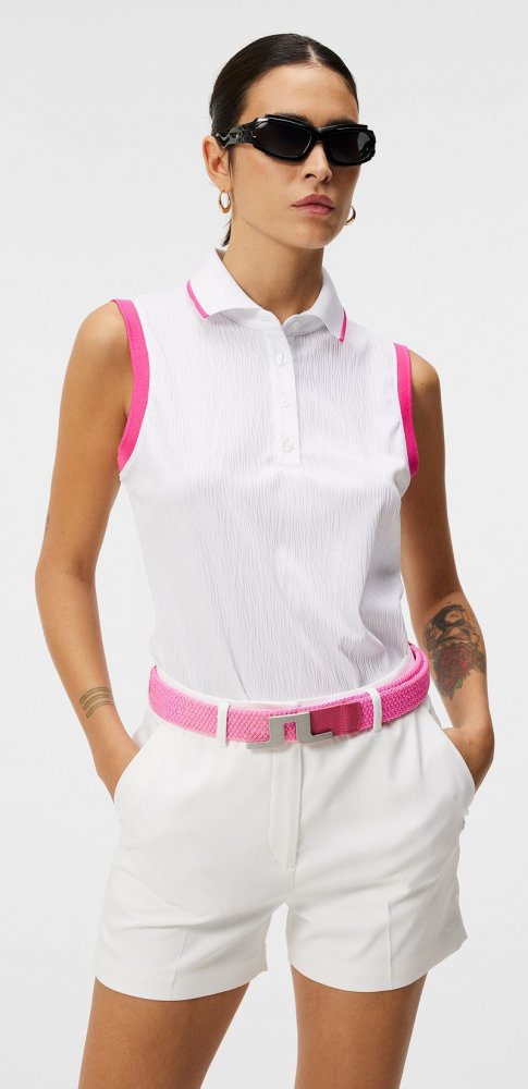 J.Lindeberg Lila Sleeveless Top, White, dámské golfové tričko J.Lindeberg
