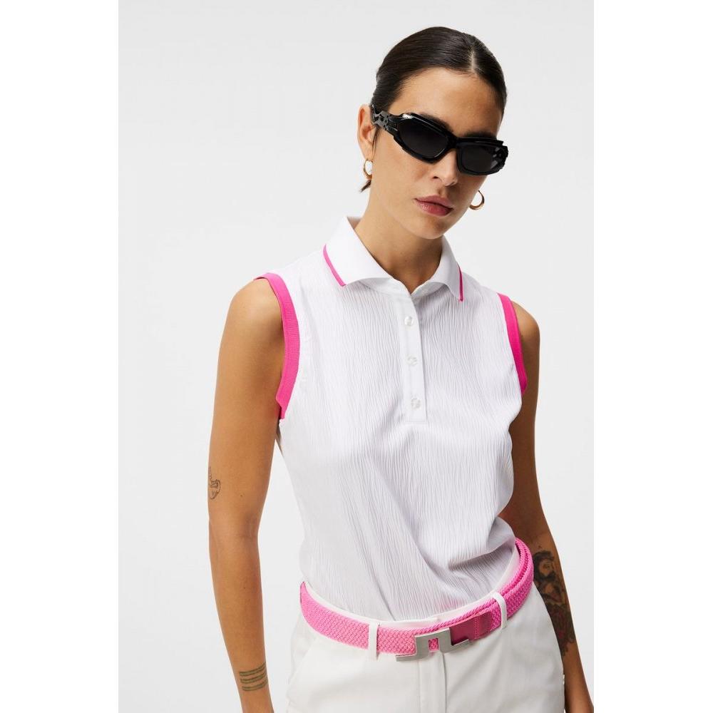 J.Lindeberg Lila Sleeveless Top, White, dámské golfové tričko