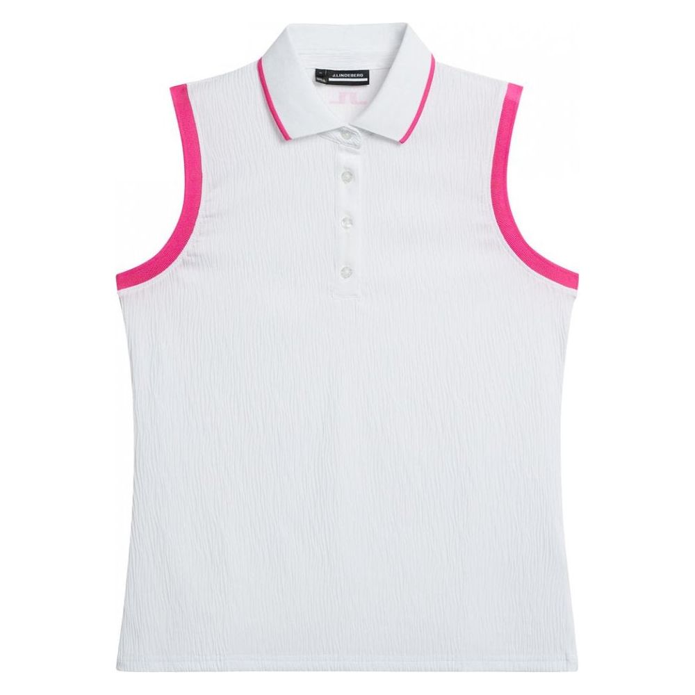 J.Lindeberg Lila Sleeveless Top, White, dámské golfové tričko J.Lindeberg