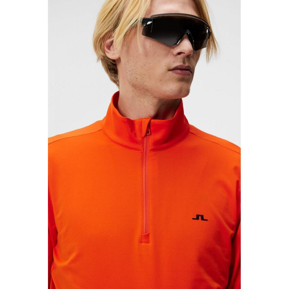 J.Lindeberg Luke Quarter Zip Mid Layer, Tangerine Tango, pánská golfová mikina
