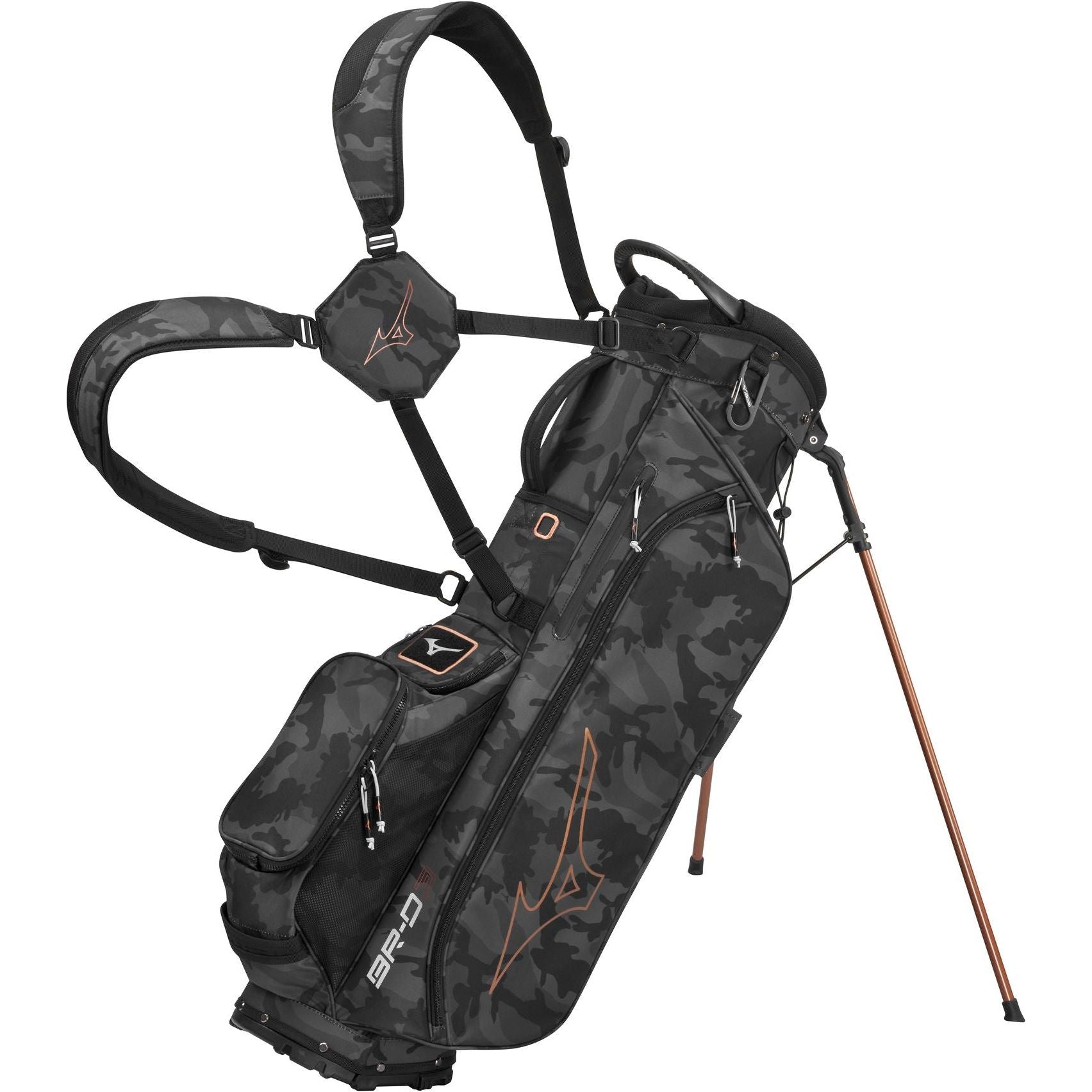 Mizuno BR-D3, Black Camo, Copper, golfový bag na nošení