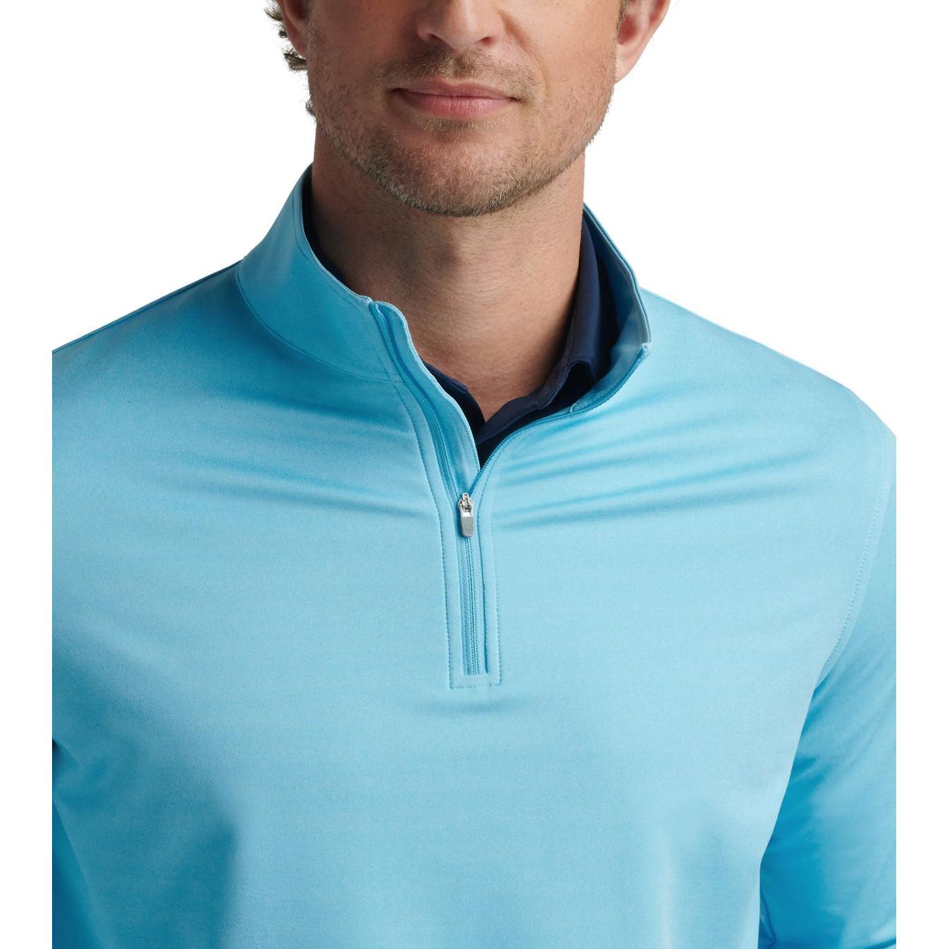 Peter Millar Perth Melange, modrá pánská golfová mikina