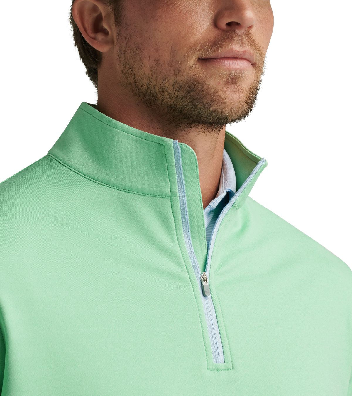 Peter Millar Perth Melange, zelená pánská golfová mikina