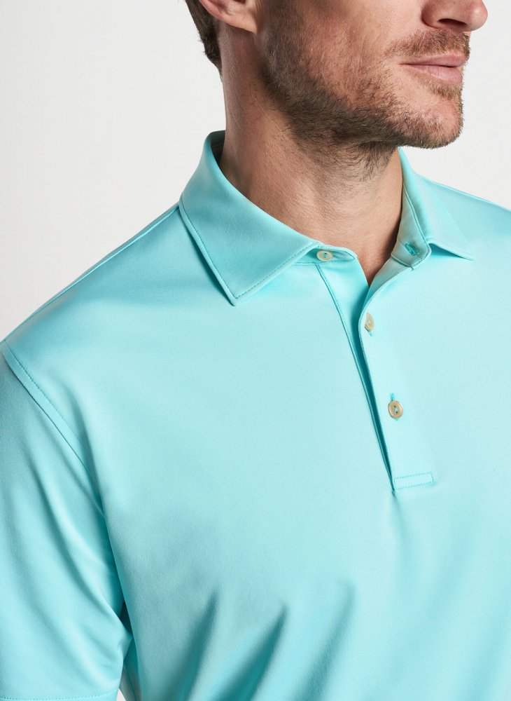Peter Millar Solid Performance Jersey Polo, Cabana Blue, pánské golfové triko