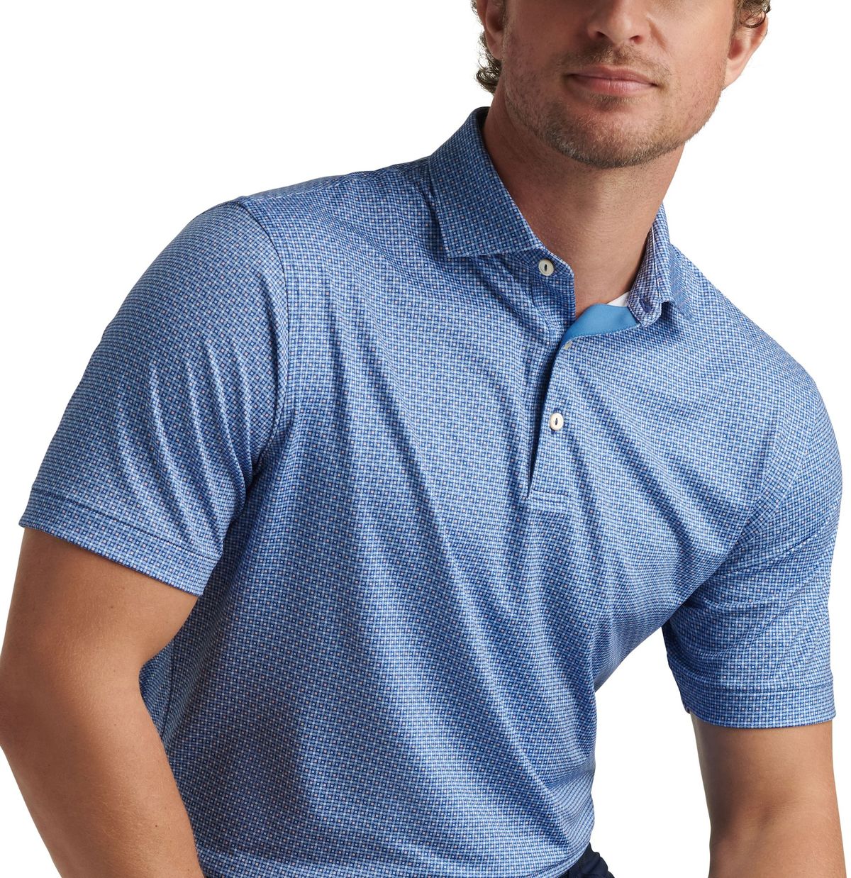 Peter Millar Vega Performance Jersey, modré pánské golfové polo