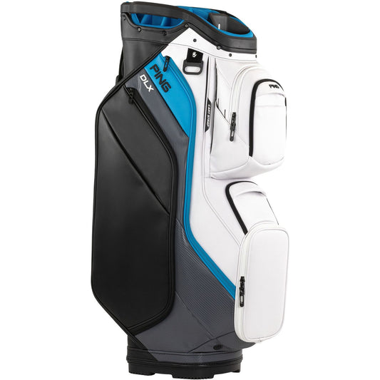 Ping DLX, White, Dark Grey, Blue, prémiový golfový bag na vozík