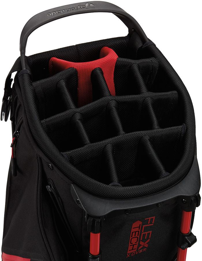 TaylorMade FlexTech Crossover, černý, červený golfový stand bag