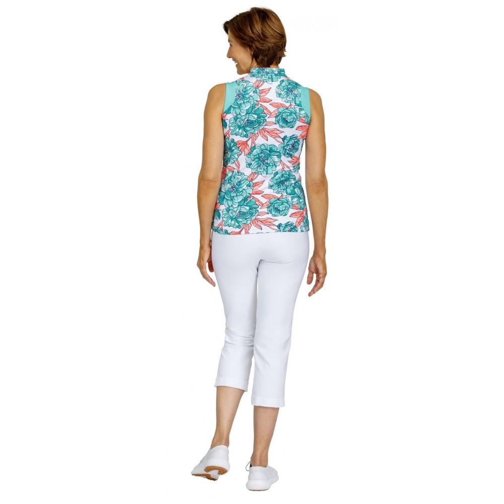 Tail Patti SL Golf Top V-Mock Should, Peony Blooms