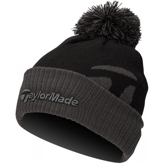 TaylorMade Mens Bobble Beanie, Black, zimní golfová čepice