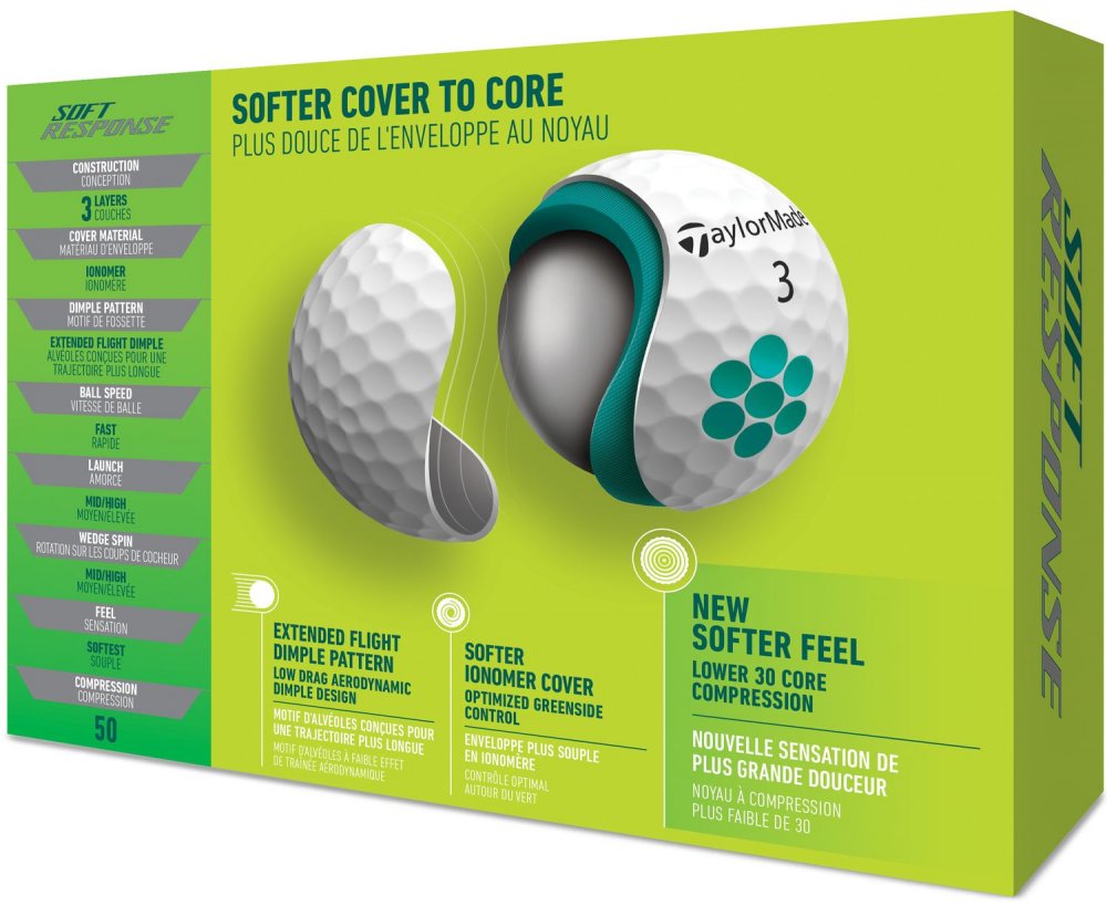 TaylorMade Soft Response 2022, bílé golfové míčky
